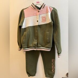 BCBG Kids Olive and Pink Sweatpants Set